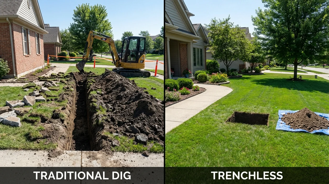 Trenchless sewer repair with minimal yard damage versus traditional excavation in Moncks Corner, SC